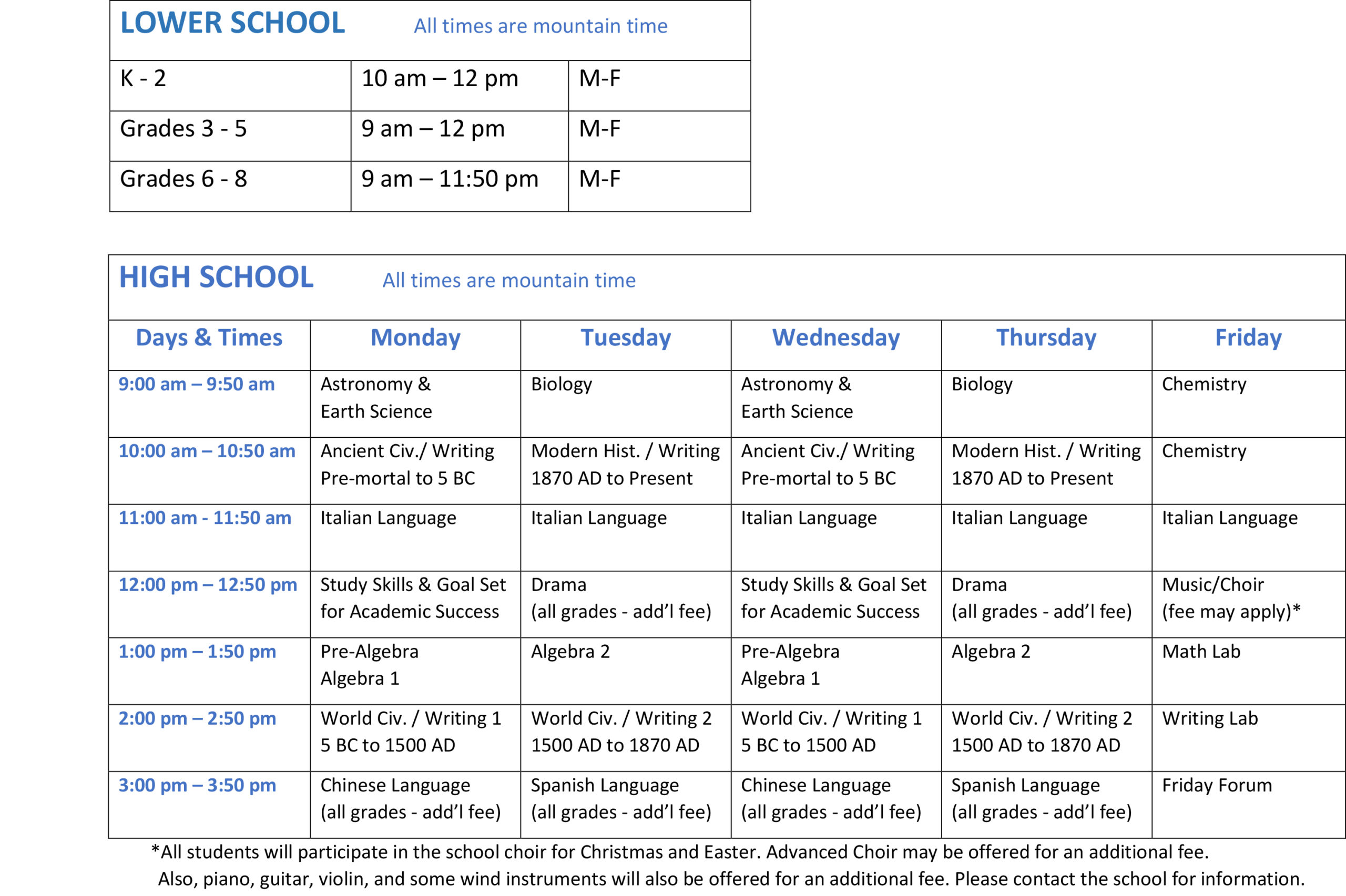 Fall Schedule & Calendar Experius Academy